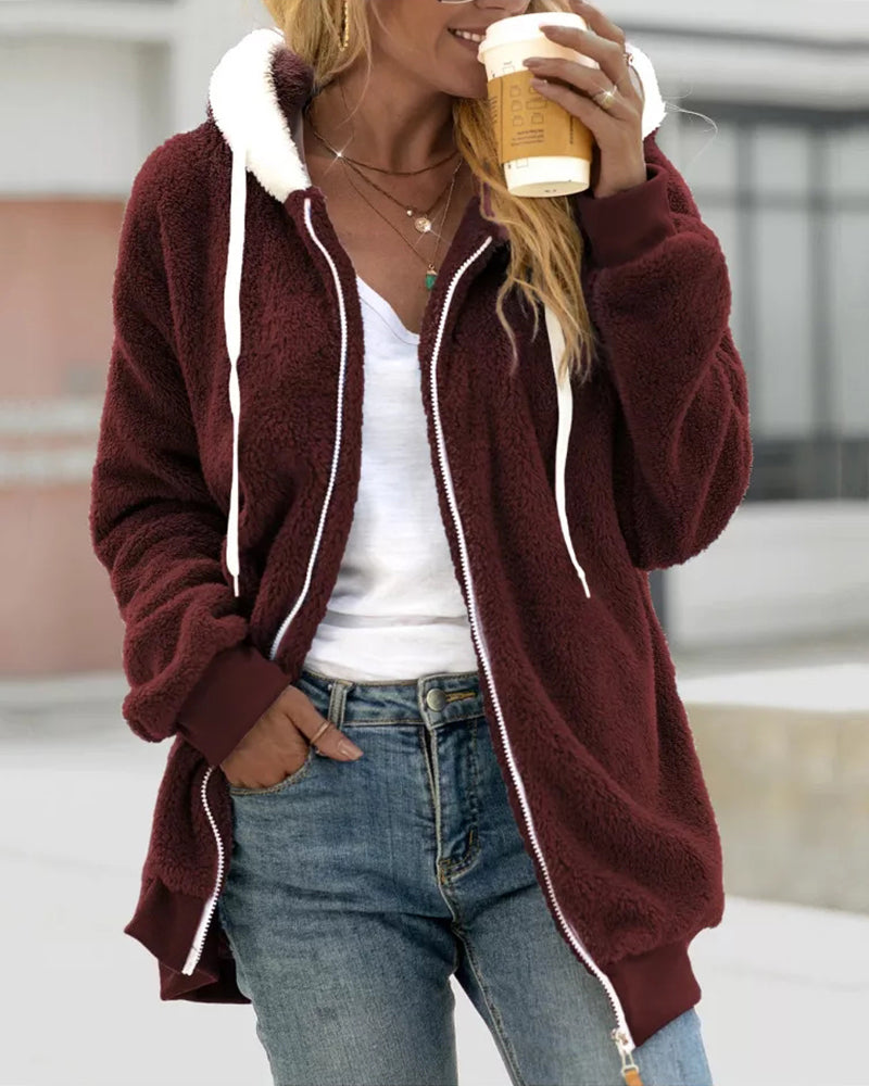Women's Modern Hooded Jacket with Zipper