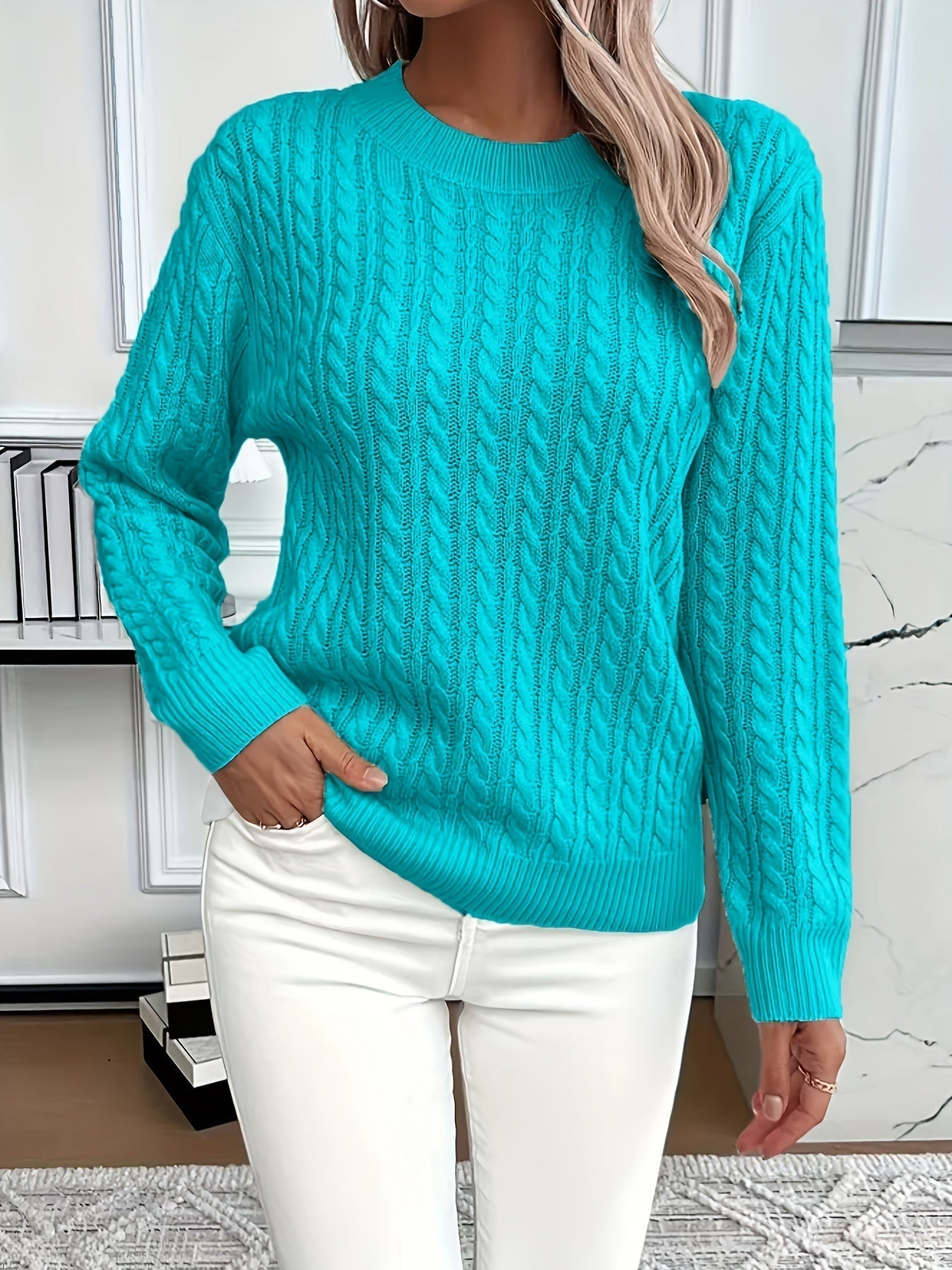 Elegant Knitted Jumper Fashionably Striped