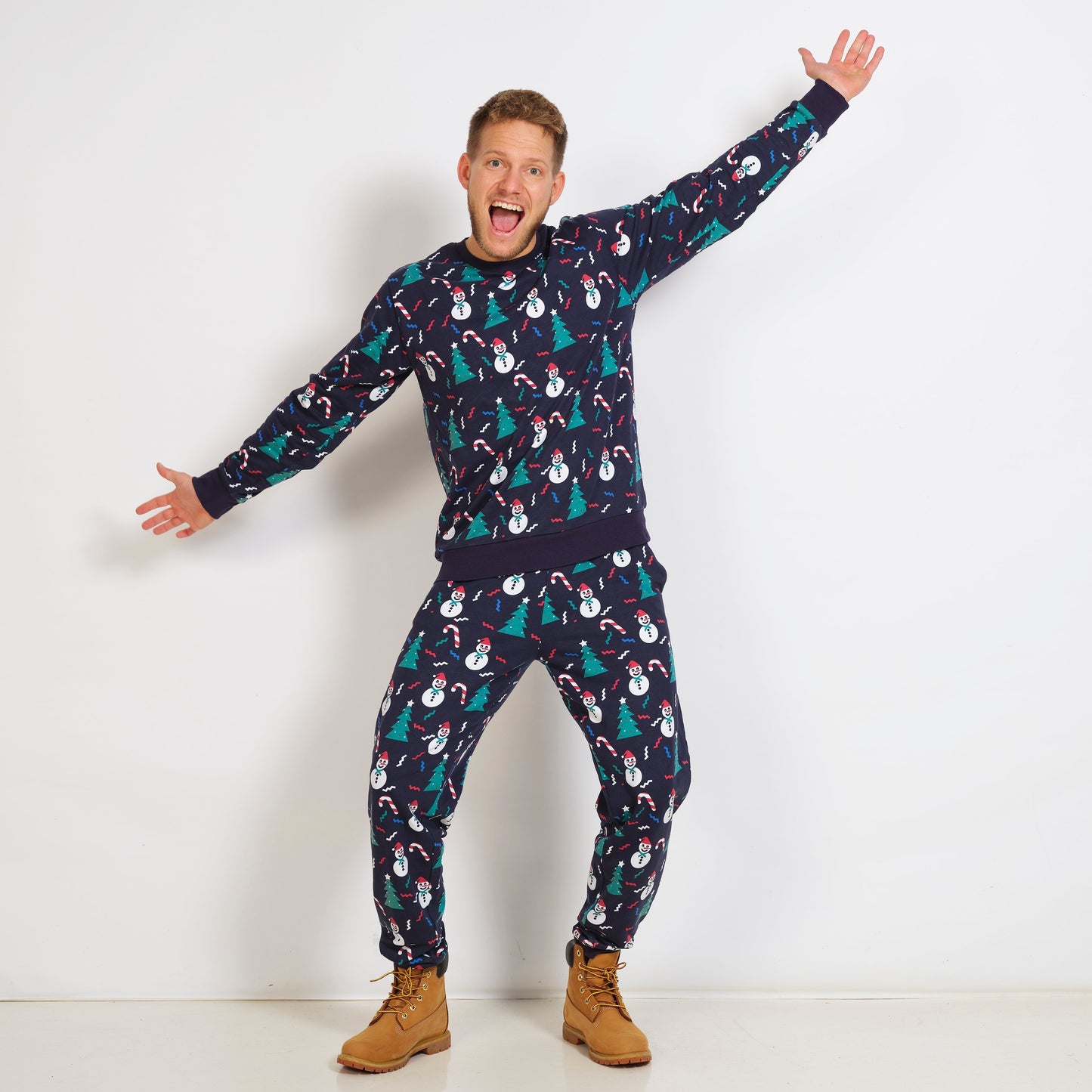 Weihnachtspullover Schneemann Design Herren - IdealeKleiden
