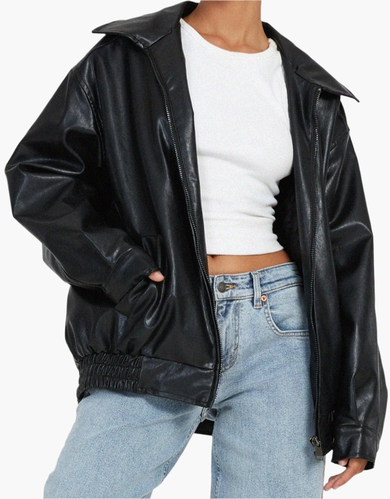 Stylish Leather Jacket Oversize Modern Street Style Look