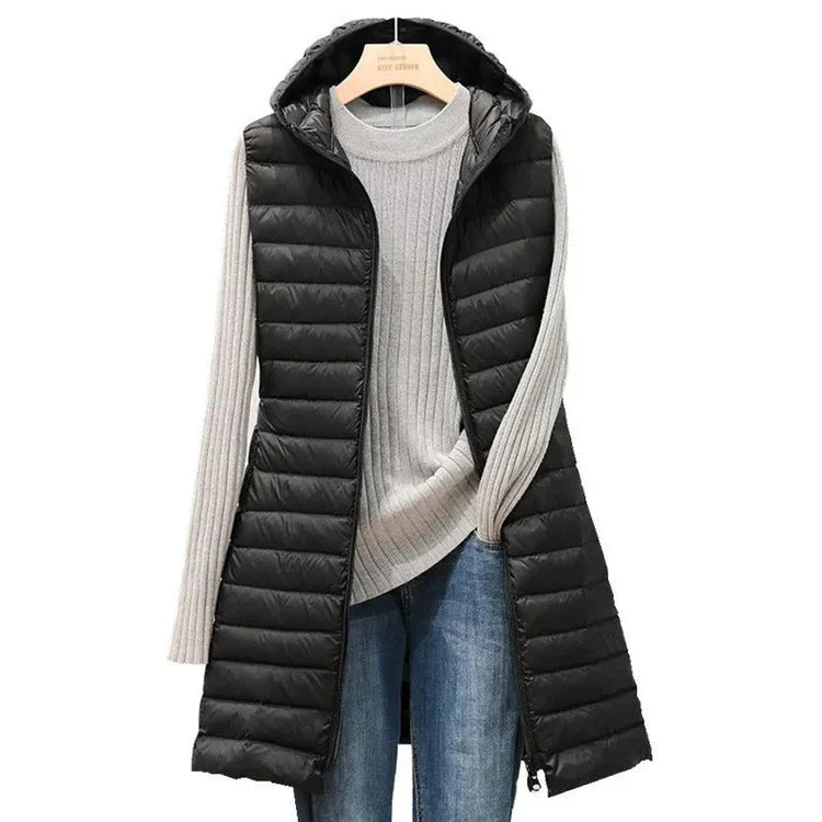 Women's Down Vest Hooded Cotton Warm