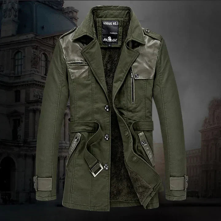 Men's Long Elegant Trench Coat with Belt