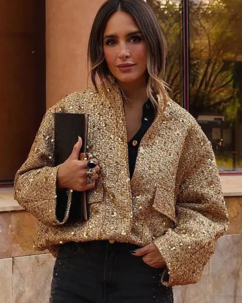 Women's Sequin Glitter Bomber Jacket
