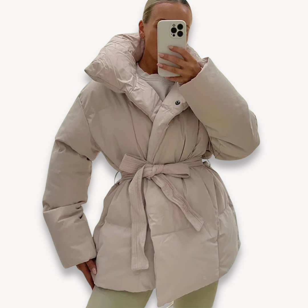Stylish Women's Winter Jacket Belt Waistcoat