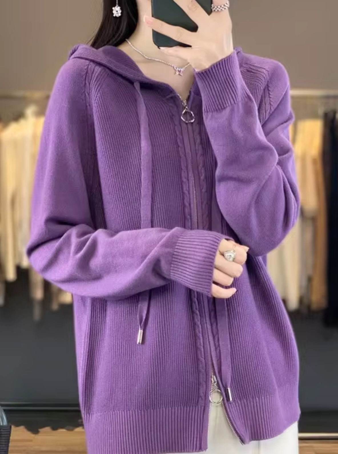 Snug Knit Cardigan with Hood
