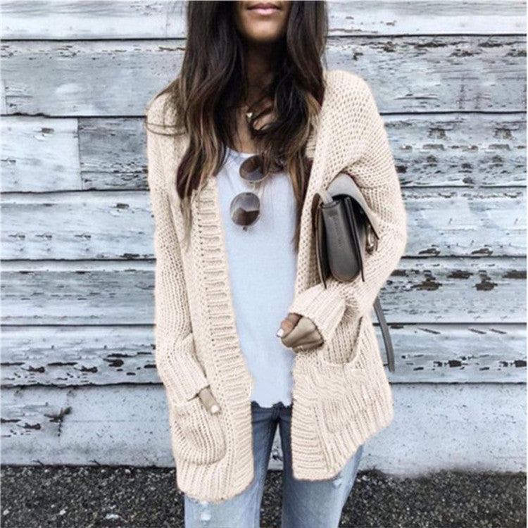 Women's Chunky Knit Cardigan Comfortable with Pockets
