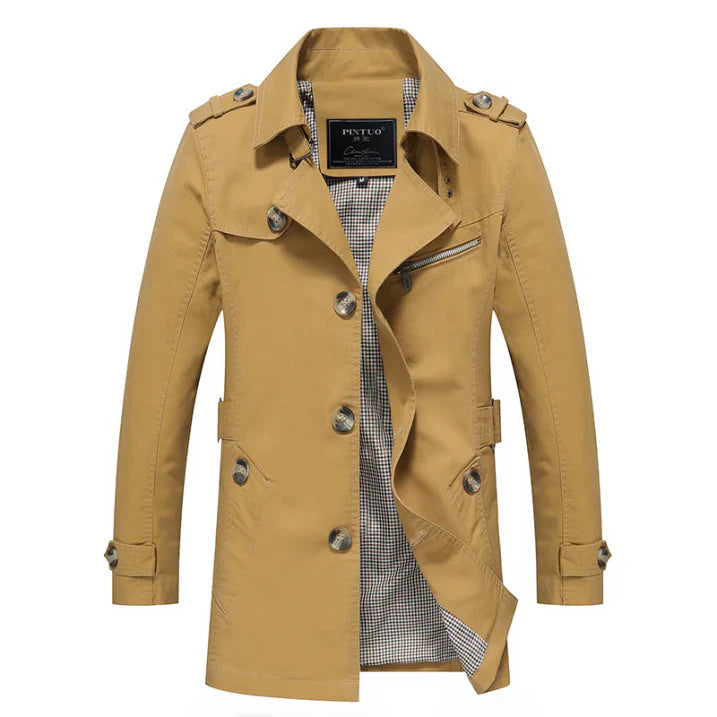 Men's Long Double-Breasted Elegant Trench Coat
