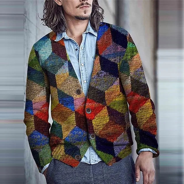 Herren Cardigan Karo Vintage Look - IdealeKleiden