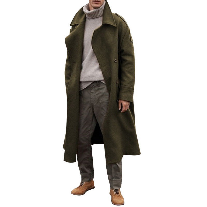 Men's Wool Coat Elegant Design Double-breasted Buttons
