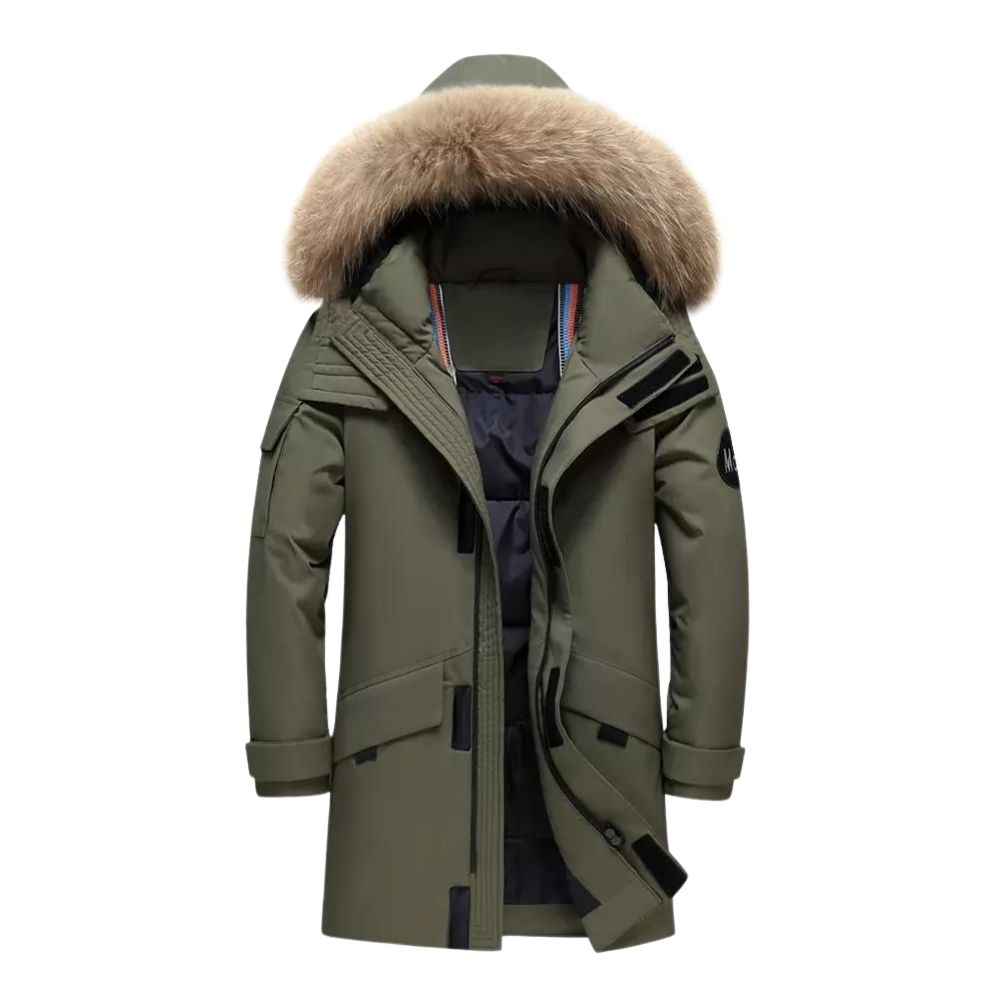 Men's winter coat with fur hood