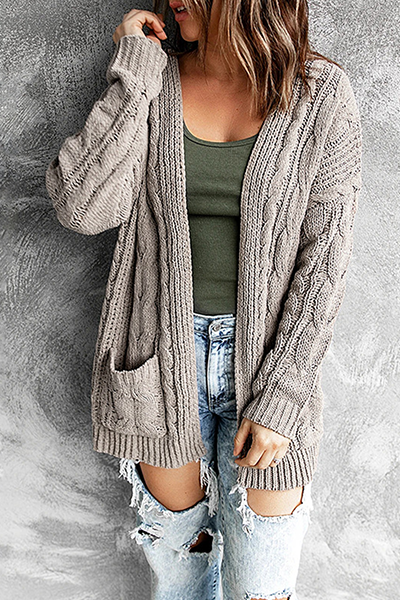 Long Cardigan Open Front with Pockets
