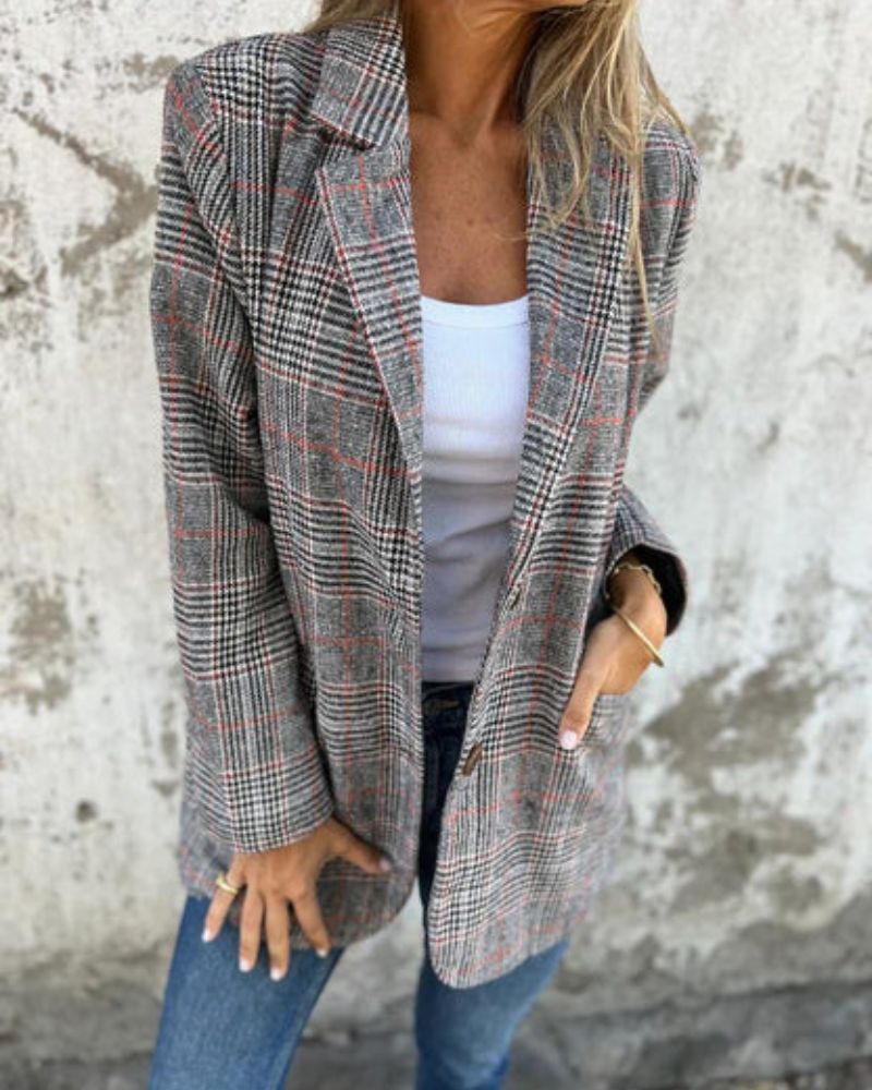 Elegant Checked Blazer for Women