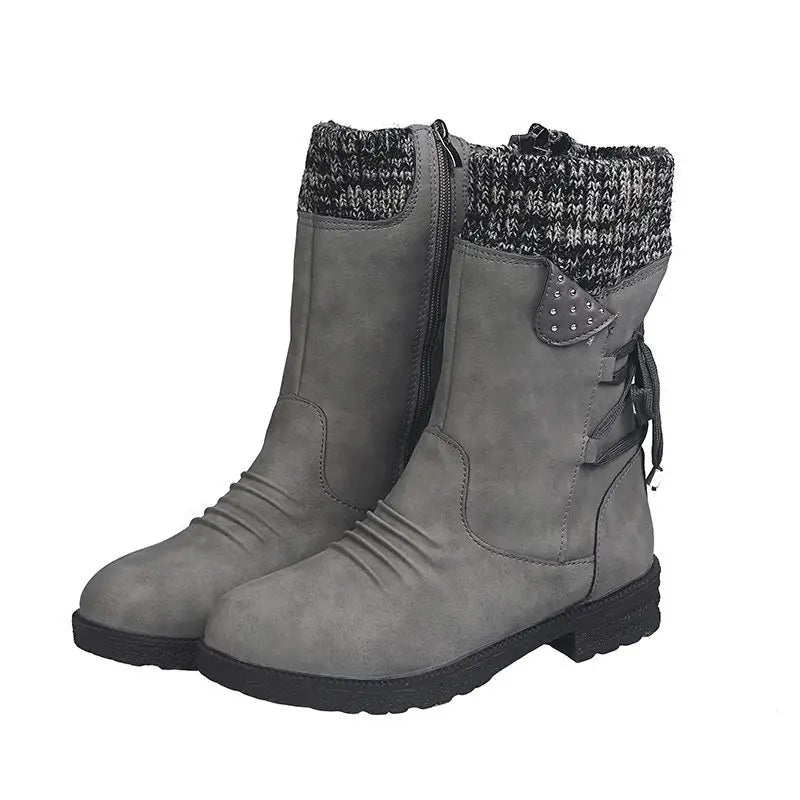 Waterproof Women's Mid-Calf Zipper Boots