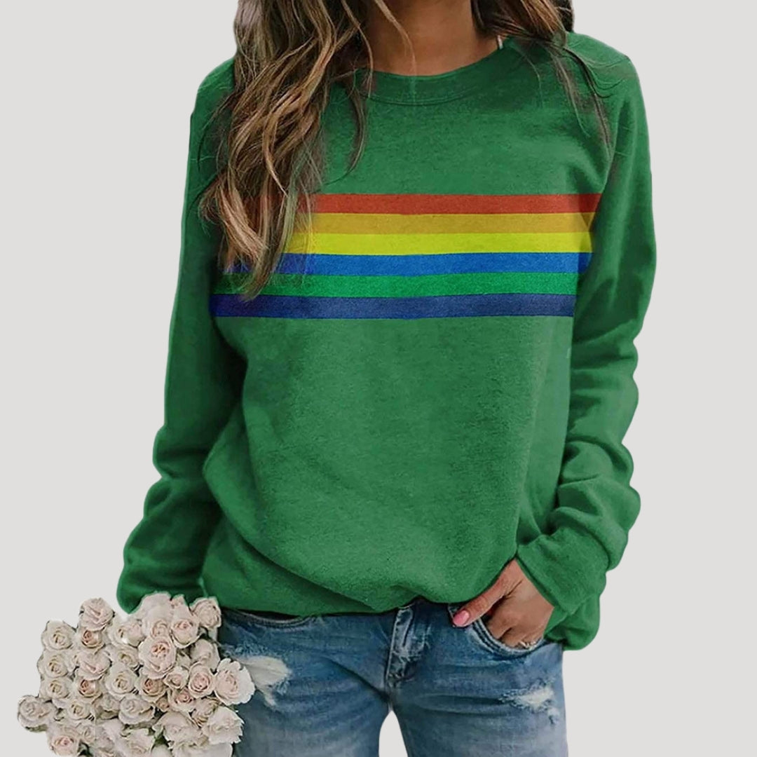 Women's Colorful Rainbow Striped Sweatshirt
