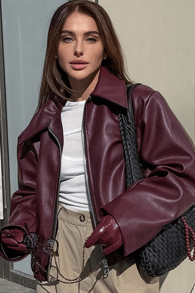 Stylish Short Fashionable Leather Jacket