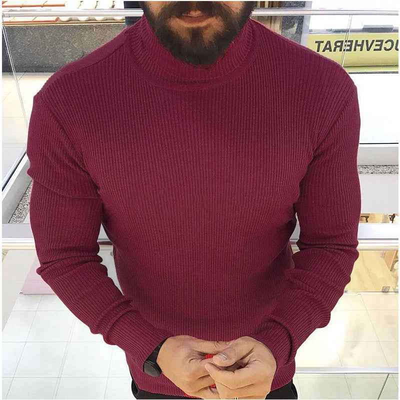 Men's Roll-Neck Knitted Jumper Elegant Design