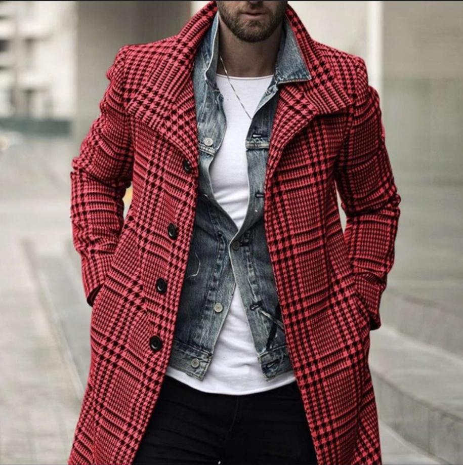 Men's Plaid Coat Elegant Design Modern Cut