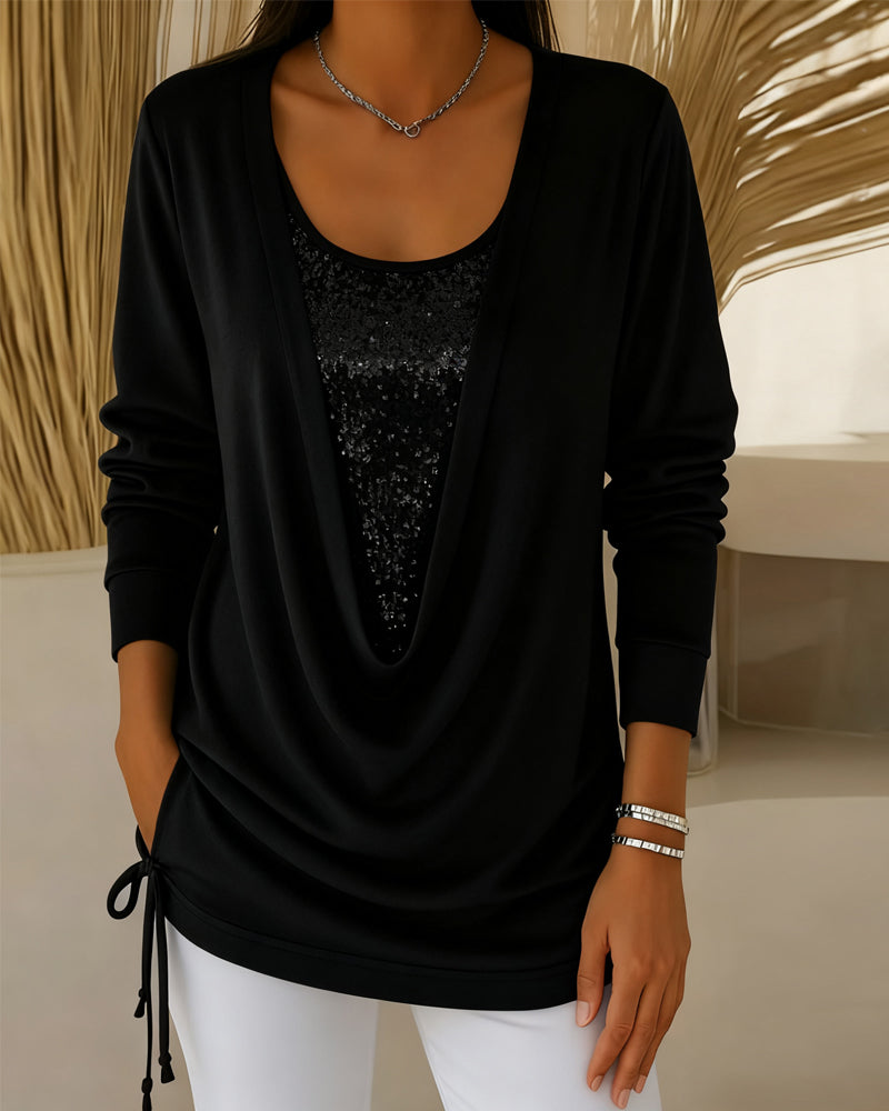 Fashionable two-in-one top with contrasting colors