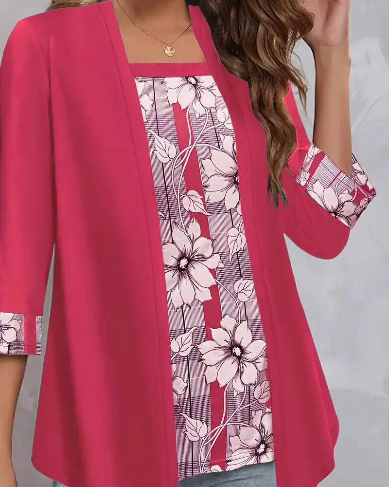 Women's Long-Sleeved Two-Piece Style Top