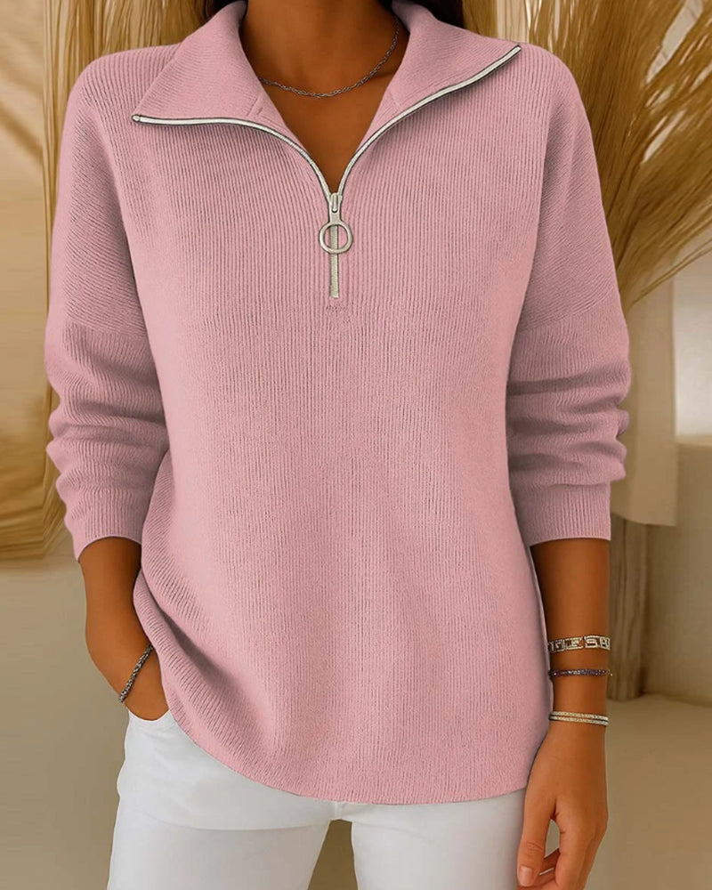 Women's Scarf with Half Zipper becomes: Women's V-Neck Sweater