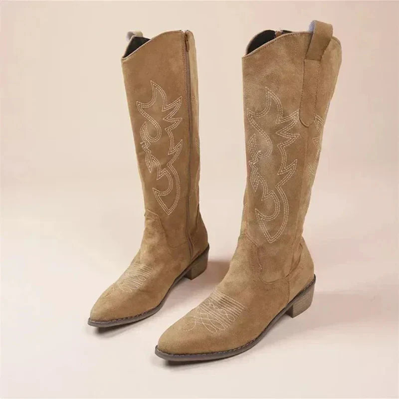 Women's Tall Cowboy-Style Warm Winter Boots