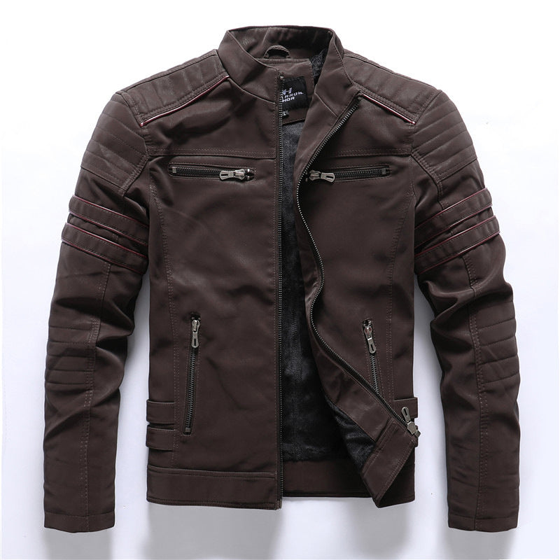 Men's Leather Biker Jacket Red