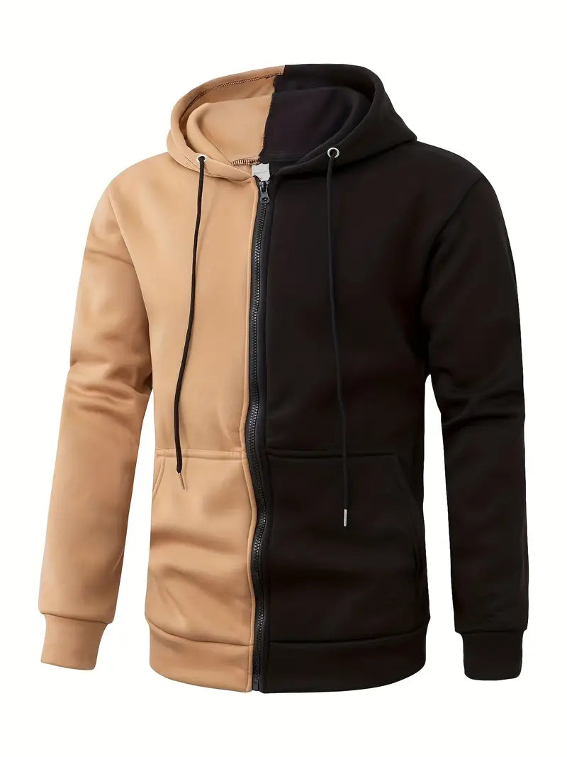 Two-Tone Hoodie Zipper Modern