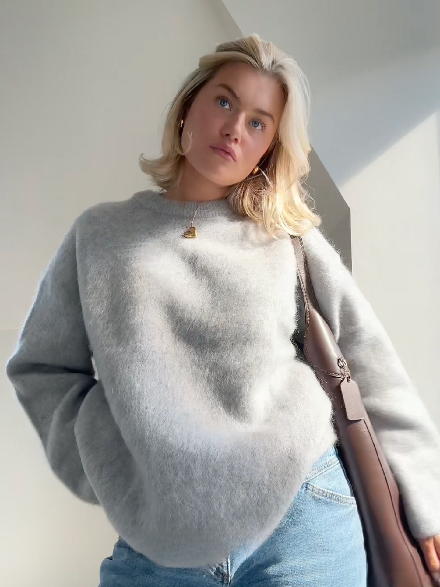 Women's Plus Size Long Sleeve Crew Neck Sweater
