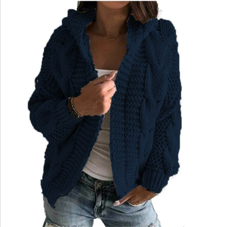 Women's Cardigan Hooded Cable Knit Trendy