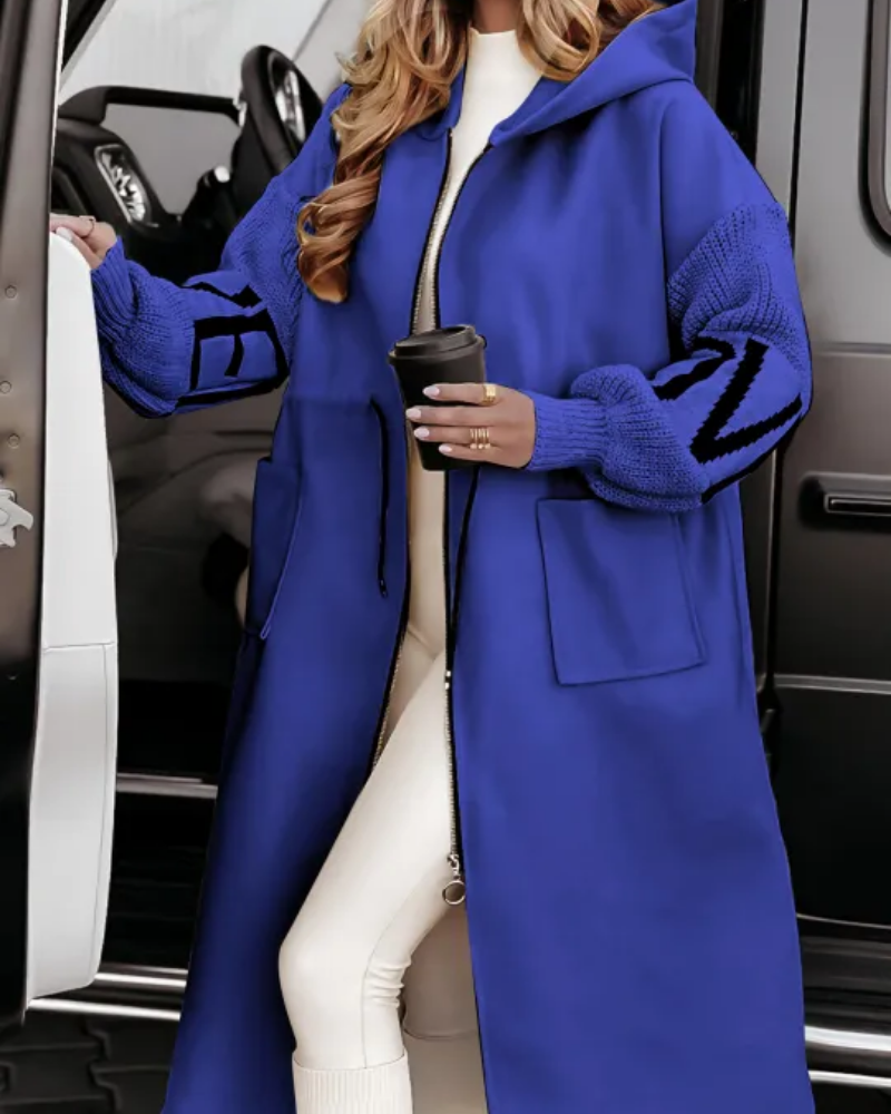 Comfortable Hoodie with Knit Sleeves
