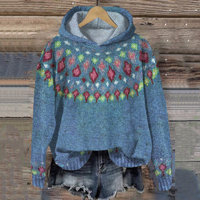 Women's Knitted Hoodie Winter Pattern Soft