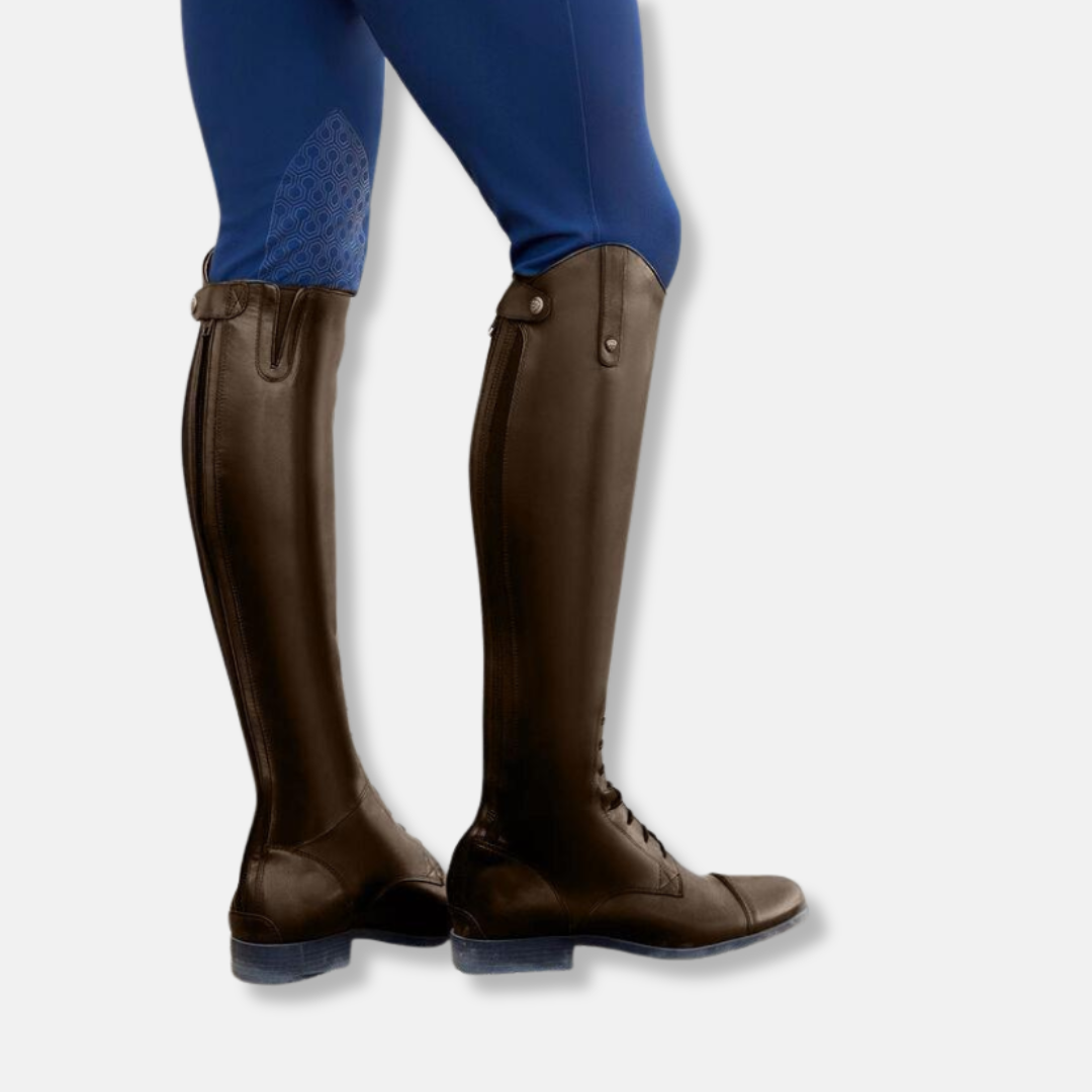 Long Leather Knee-High Lace-Up Riding Boots