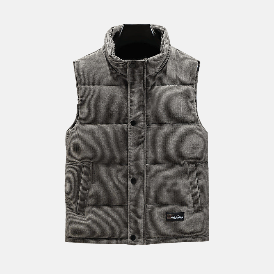 Men's Corduroy Vest Relaxed Fit High Collar