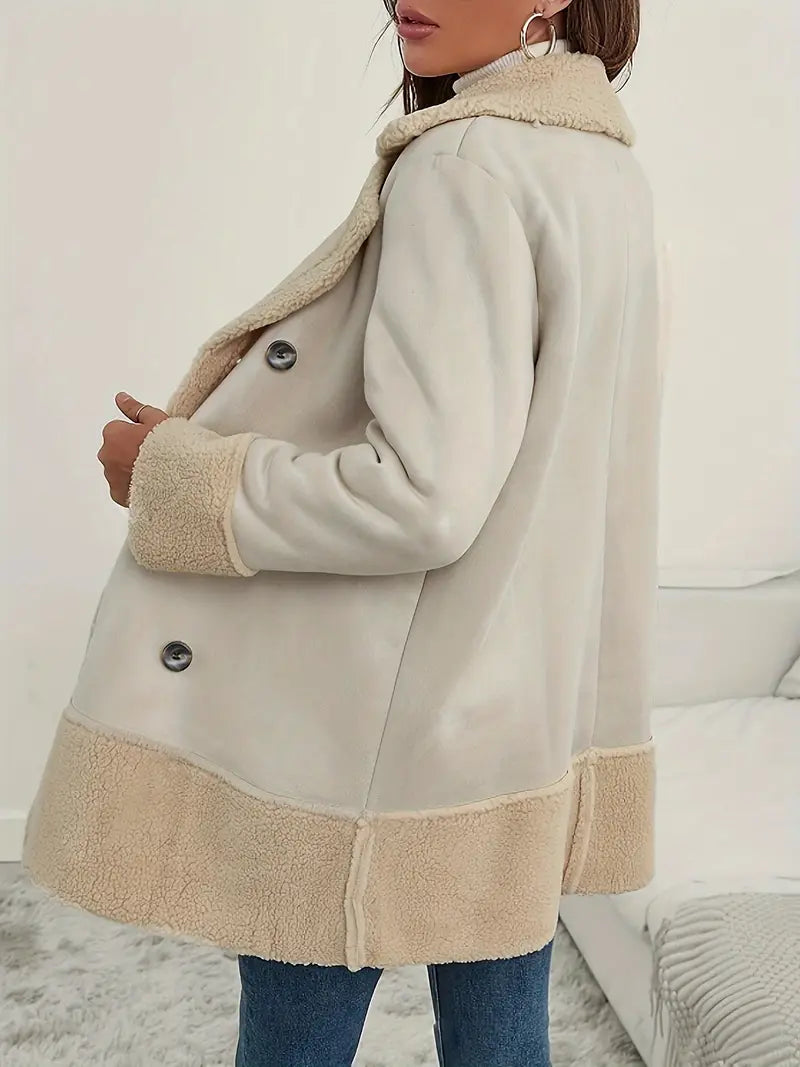 Warm Wintermantel Doppelter Kragen Polarfleece - IdealeKleiden