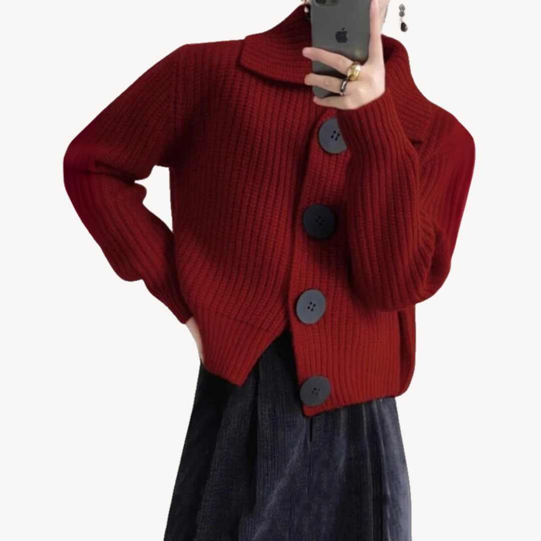 Women's Knitted Cardigan Peter Pan Collar Modern