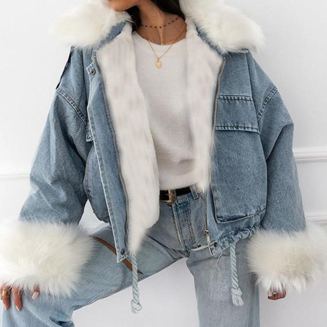 Stylische Winterjacke Jeans Frauen - IdealeKleiden
