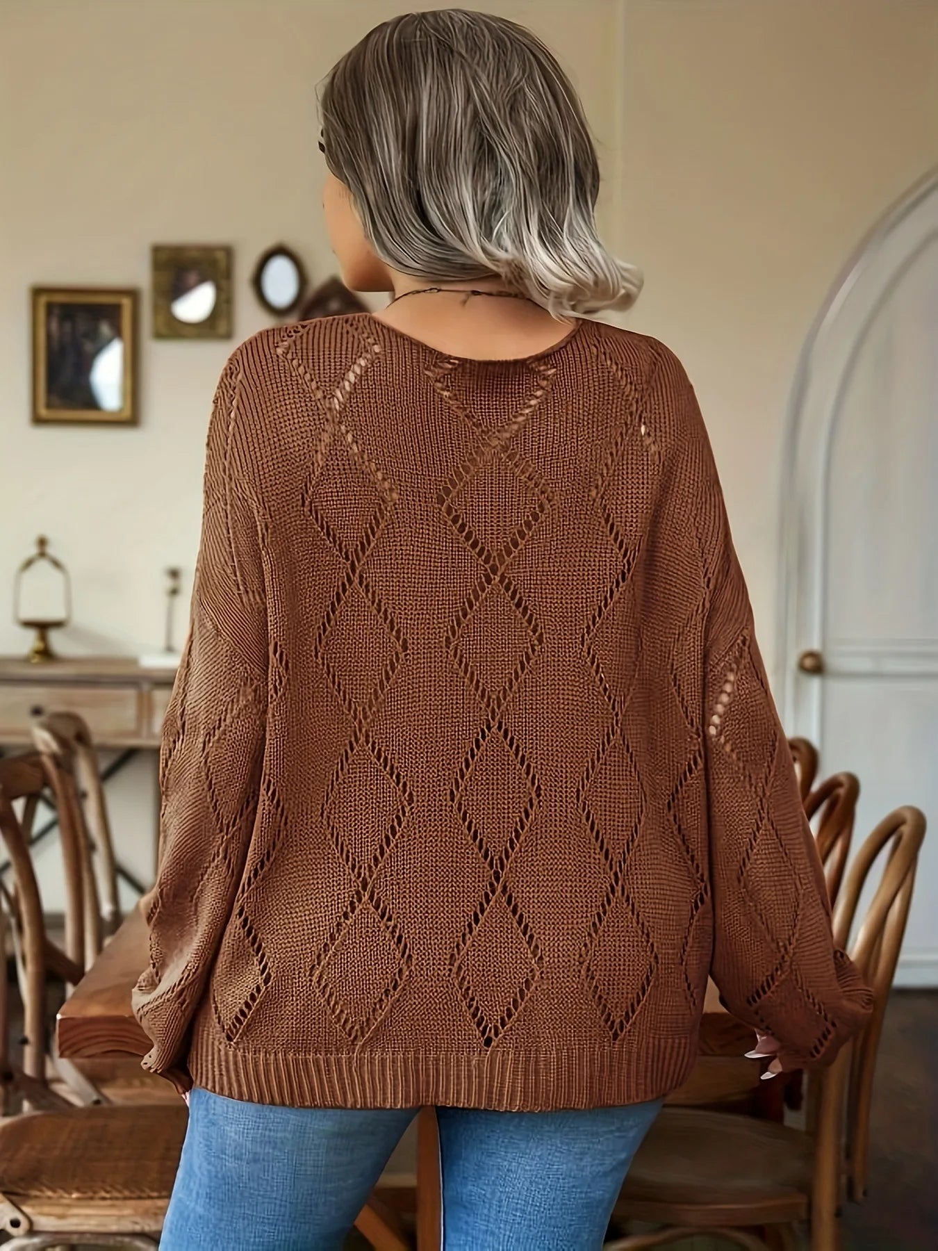 Damen Oversized Strickpullover Großes Modell - IdealeKleiden