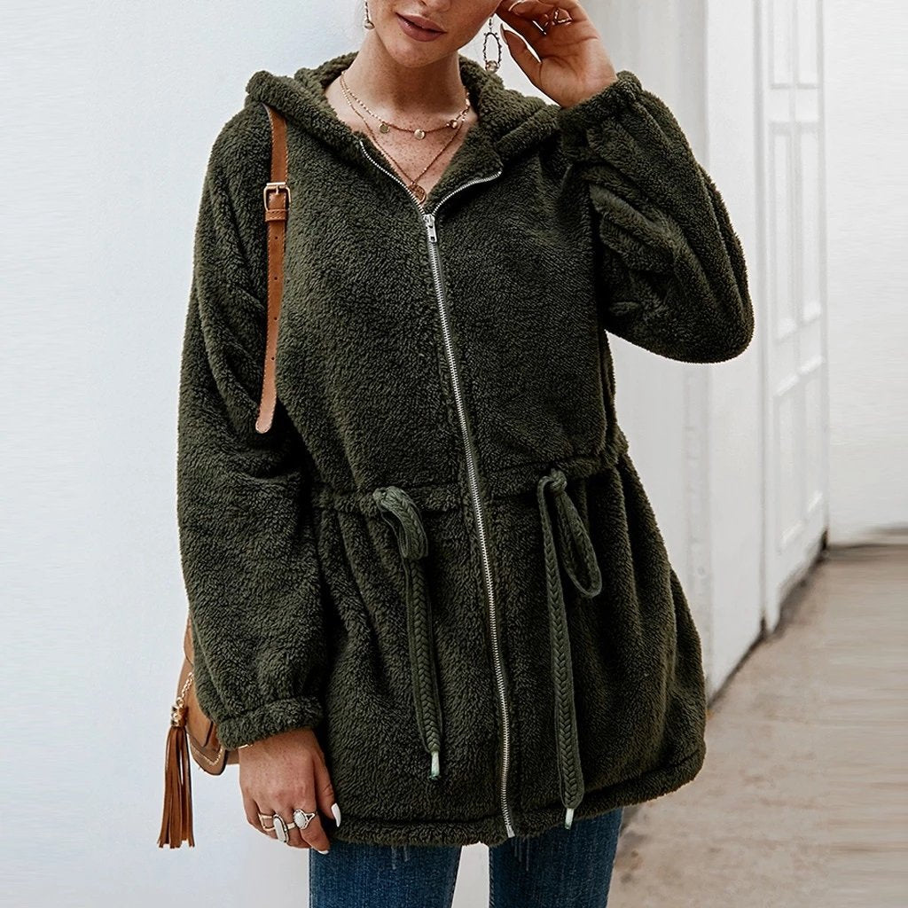 Soft Teddy Oversized Jacket with Hood and Pockets