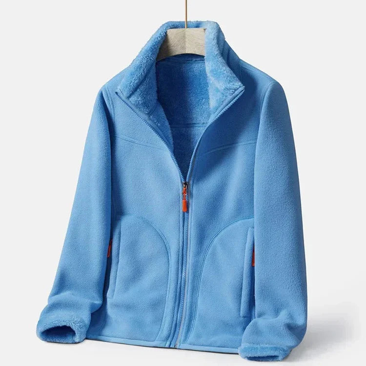 Double-breasted Women's Fleece Jacket Warm Elegant