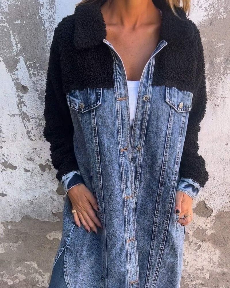 Stylish Denim Jacket Lapel Single Breasted