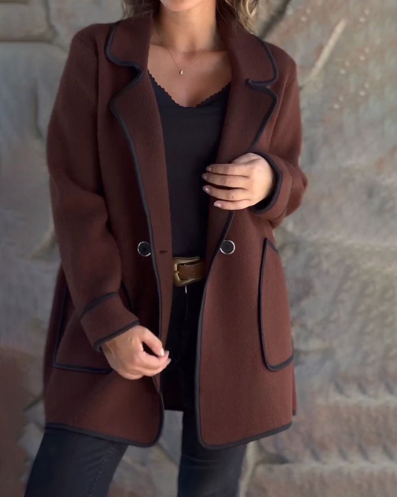 Fashionable Casual Jacket Contrast Colors