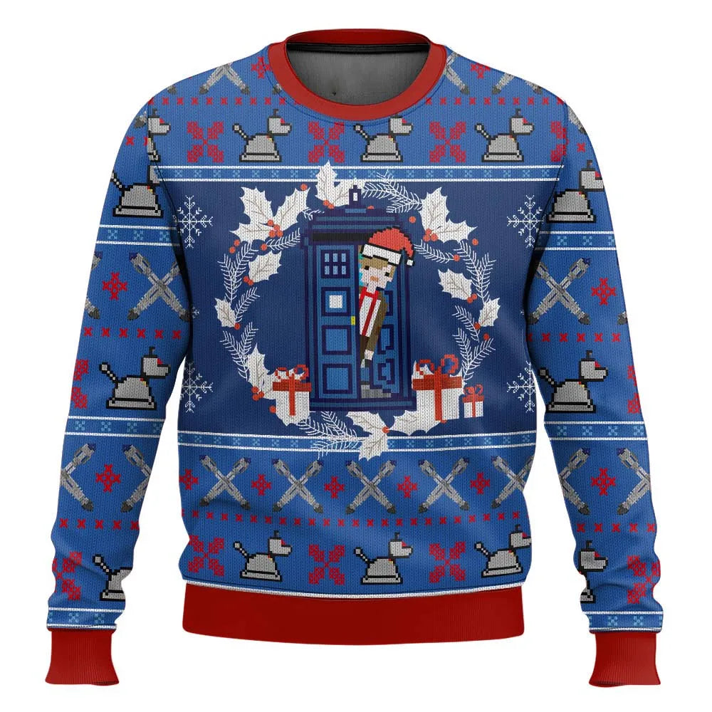 Christmas Sweater Tardis Design Warmth Comfort
