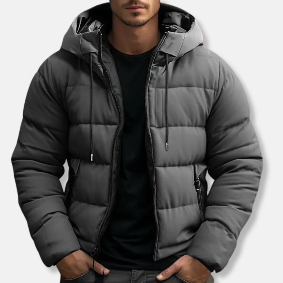 Hooded Puffer Jacket Warm Insulated Zipper