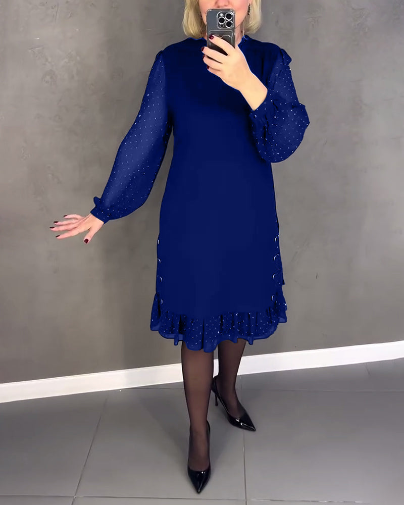 Elegantes Damenkleid Langärmlig Punktmuster