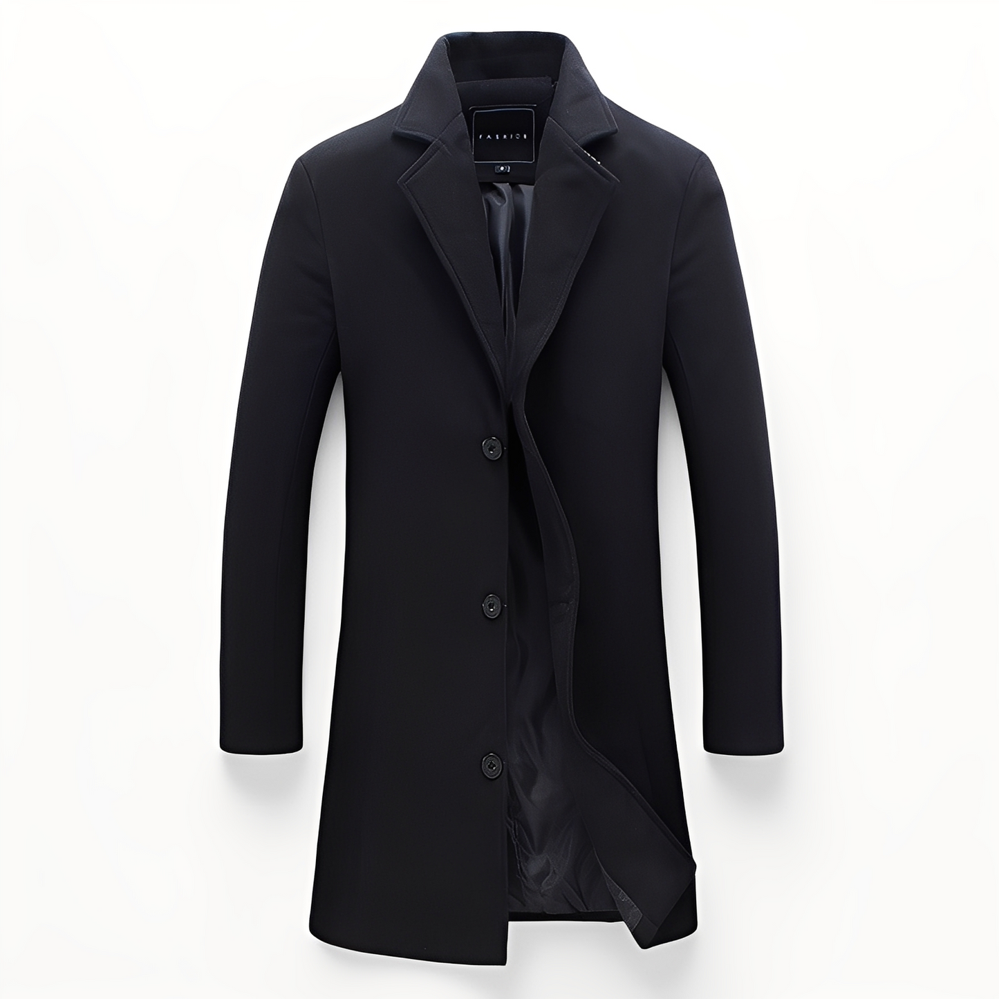 Elegant Men's Formal Black Wool Coat