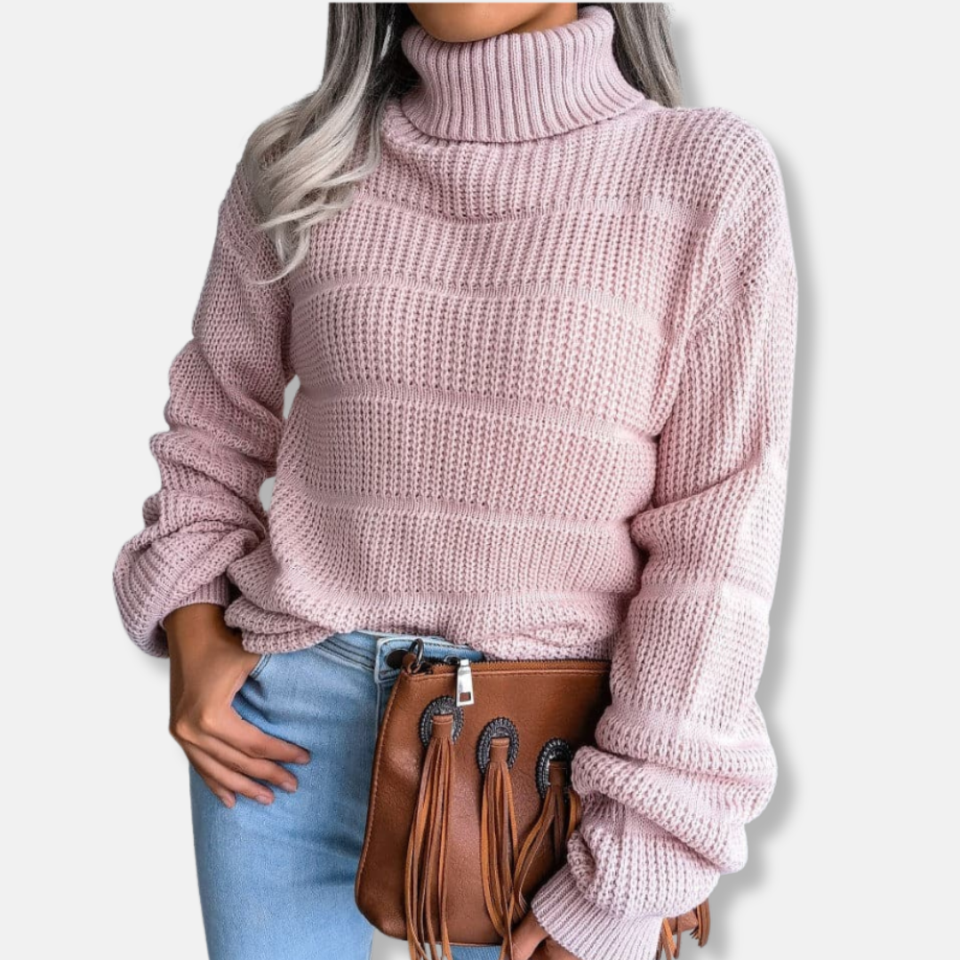 Soft turtleneck Ribbed look Loose fit