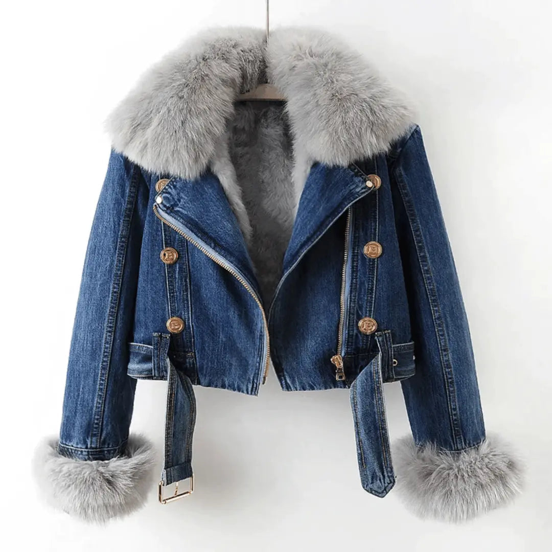 Stylish denim jacket with fur detail