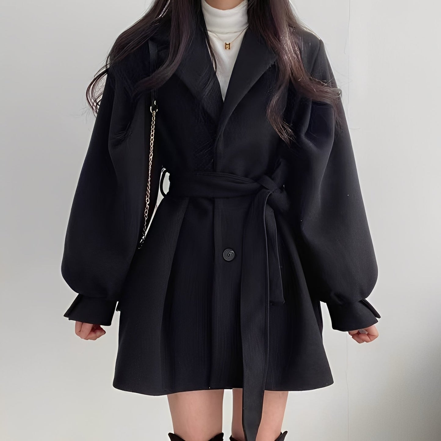 Elegant Women's Mid-Length Wool Coat