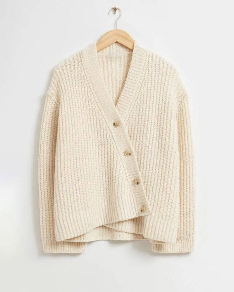 Weiche Strickjacke Oversized V-Ausschnitt Bequem - IdealeKleiden
