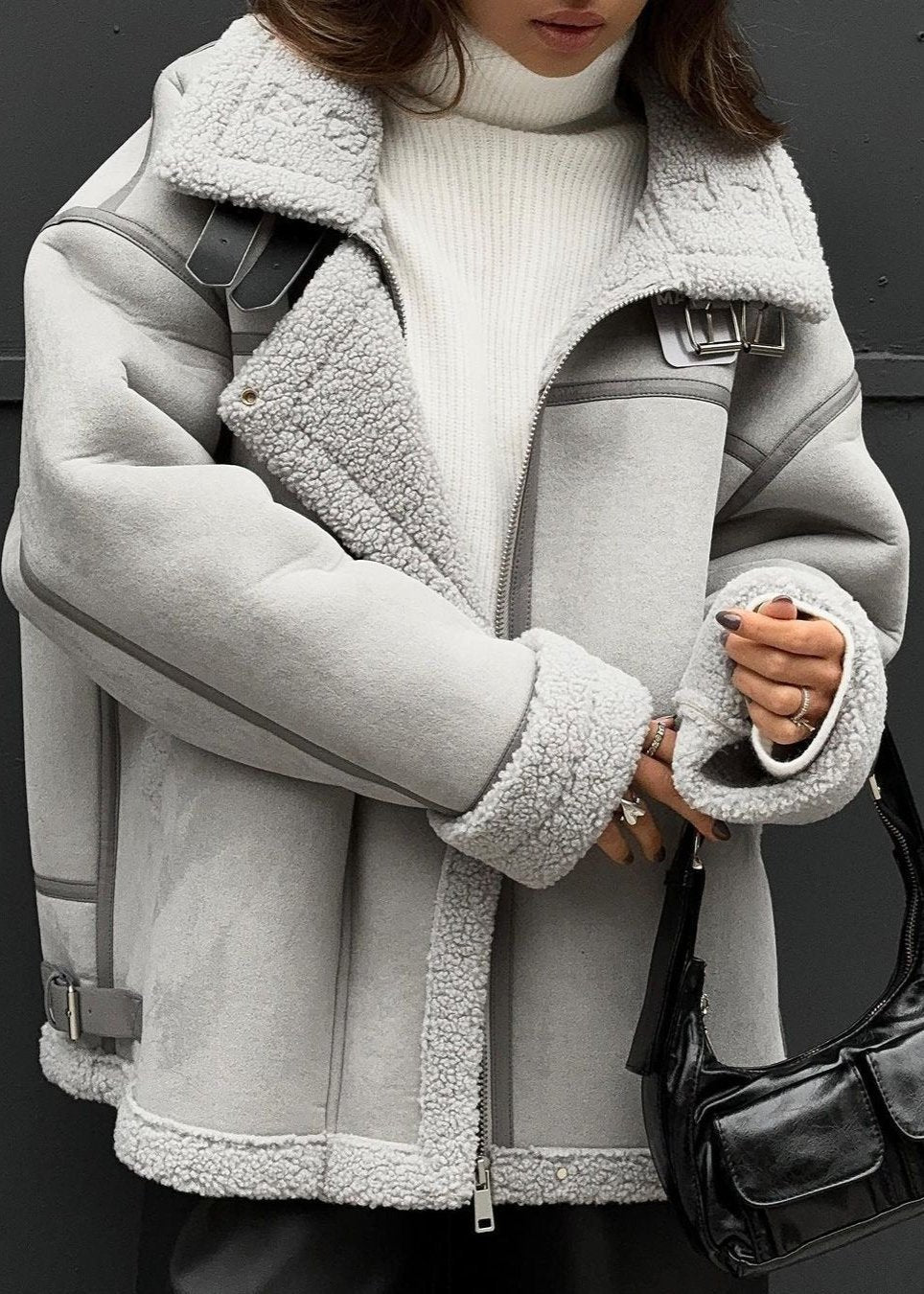 Elegant leather pilot jacket